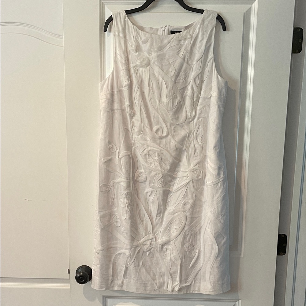 Ann Taylor Cream Textured Midi dress.